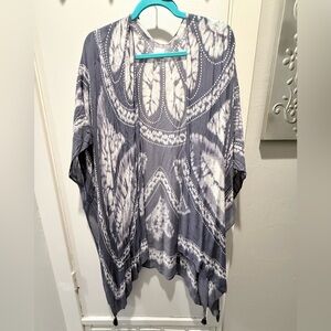 Sonoma Gray and White Abstract swim coverup